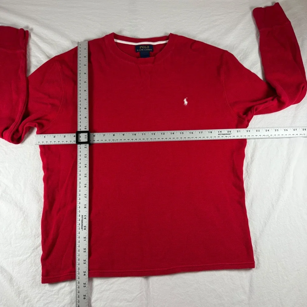 Polo Ralph Lauren Men's Size Large Red Waffle Knit Thermal Shirt Long Sleeve